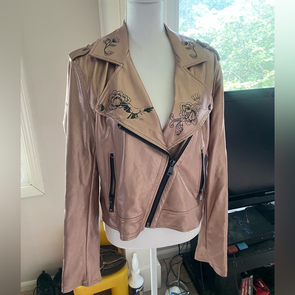Disney’s Sleeping Beauty Faux Leather pink shimmery jacket sz L